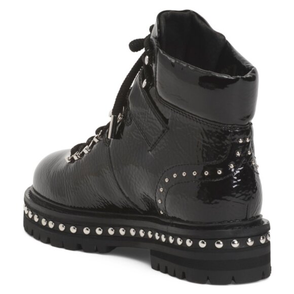 LOLA CRUZ Patent Leather Lace Up Booties - Picture 2 of 3